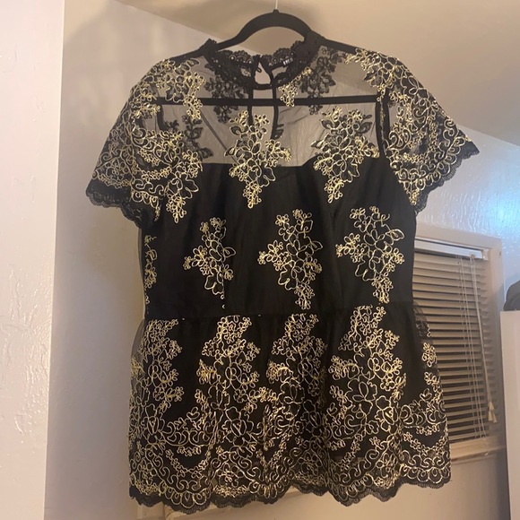Boston Proper Tops - Boston proper Ina,black end gold,size L,I bought it in Boston proper